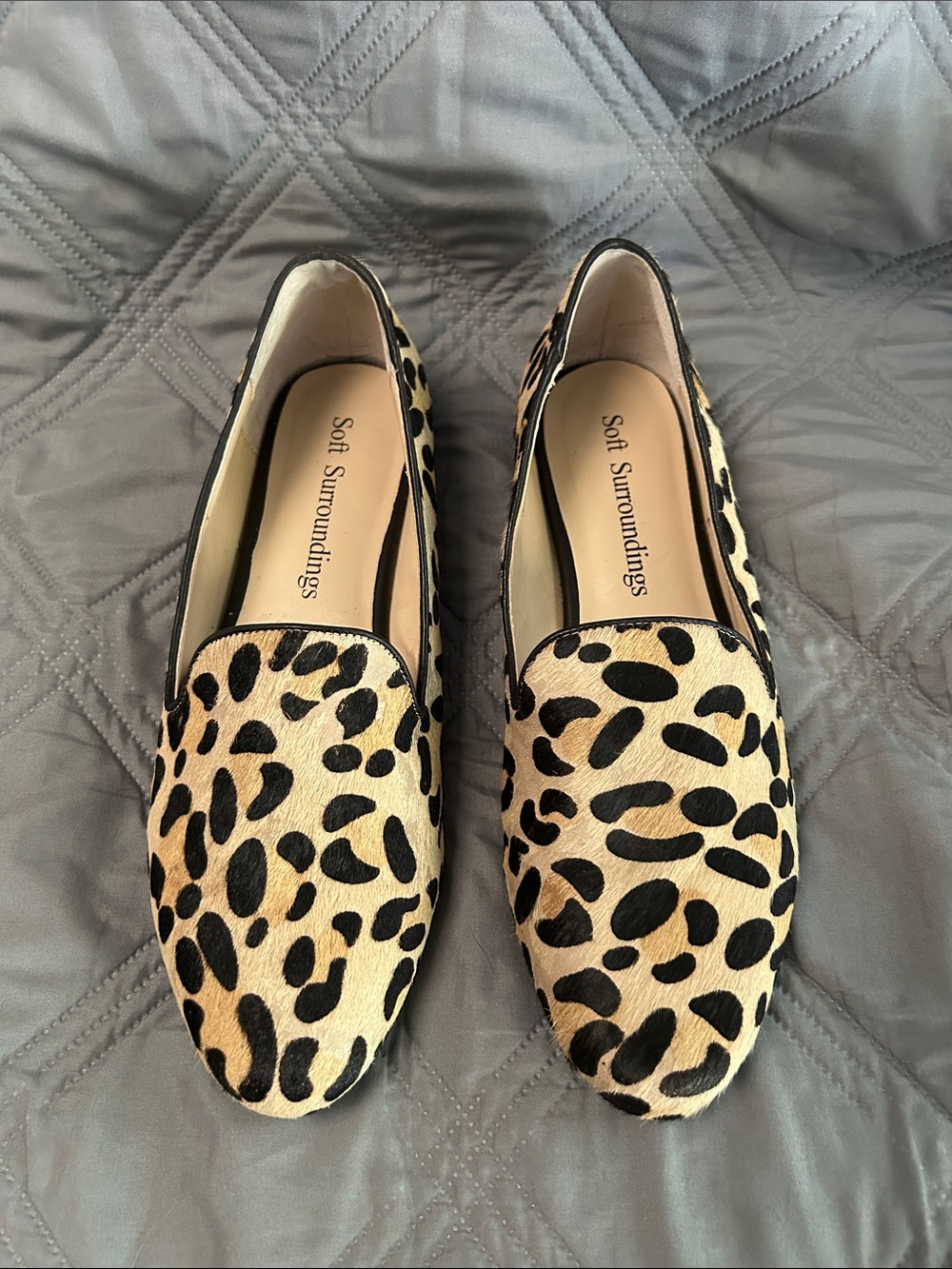Soft Surroundings Woman's Leopard Print Calf Hair Loafers Flats Sz 8.5